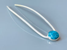Load image into Gallery viewer, Sterling Silver Hair Pin Turquoise Sterling Silver Hair Fork unique gemstone hair pin Long Hair Accessory Long Hair Jewelry