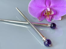 Load image into Gallery viewer, Amethyst Gemstone Hair Sticks, Elegant Hair Sticks, Gemstone Hair pins
