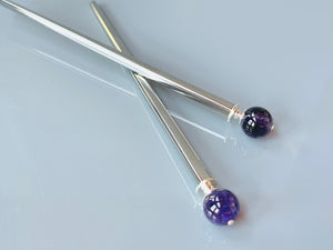 Amethyst Gemstone Hair Sticks, Elegant Hair Sticks, Gemstone Hair pins