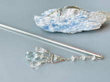 Load image into Gallery viewer, Blue Topaz Luxury Hair Stick, wedding hair stick, silver Kanzashi Hair Pin