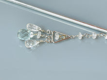 Load image into Gallery viewer, Blue Topaz Luxury Hair Stick, wedding hair stick, silver Kanzashi Hair Pin