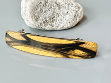 Load image into Gallery viewer, Medium Black and White Ebony Wood Hair Barrette, AAA Premium wood barrette