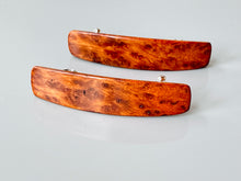 Load image into Gallery viewer, Small Redwood Burl wooden barrettes, wood hair clips for fine hair