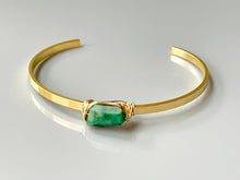 Load image into Gallery viewer, Genuine Emerald Cuff Bracelet Matte White Gold Gemstone Cuff Bracelet
