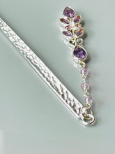 Load image into Gallery viewer, Luxury Sterling Silver Hair Stick Amethyst Kanzashi