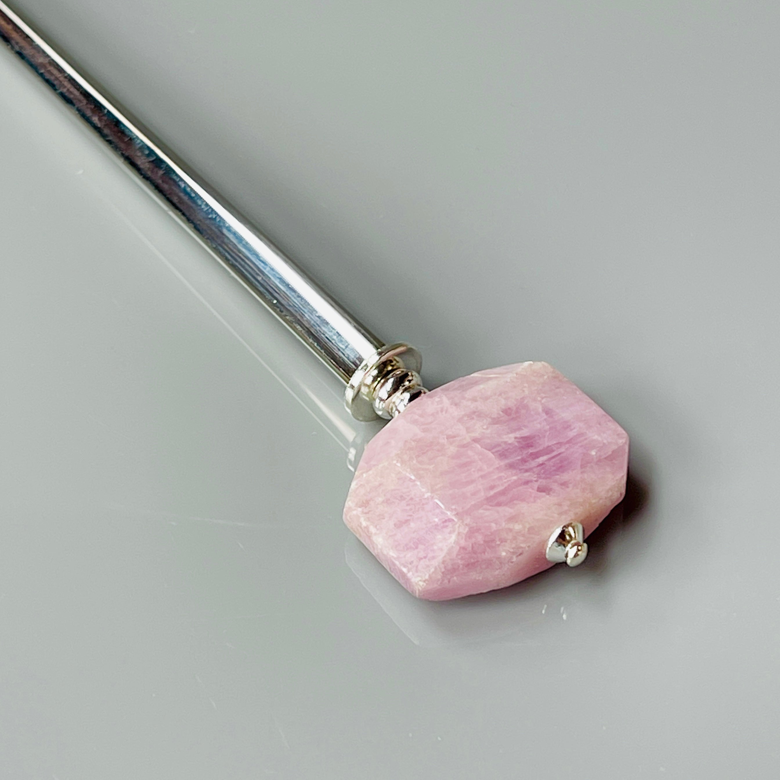 Genuine Kunzite Gemstone Hair Stick, Kunzite silver Gemstone Shawl Pin