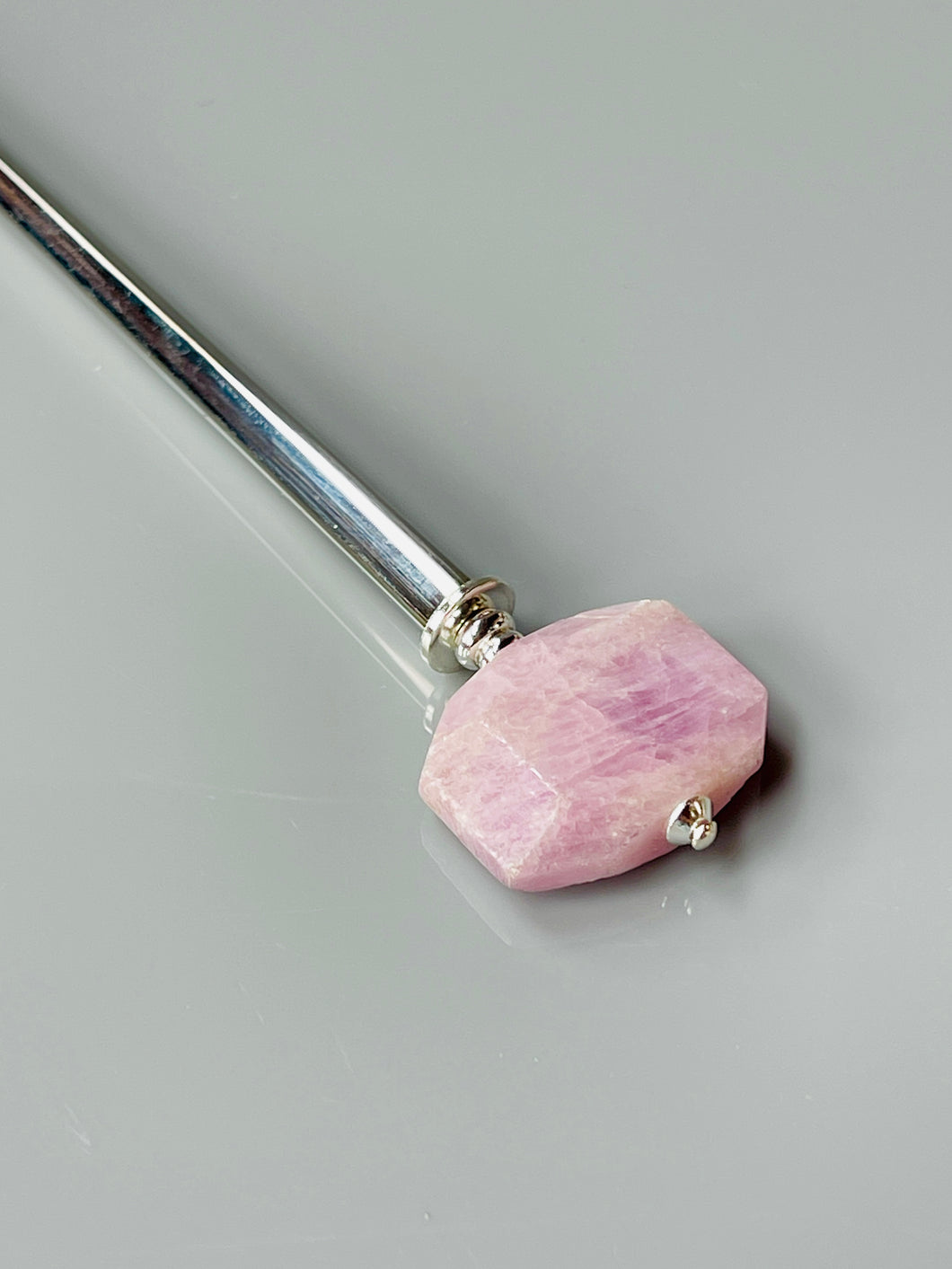 Genuine Kunzite Gemstone Hair Stick, Kunzite silver Gemstone Shawl Pin