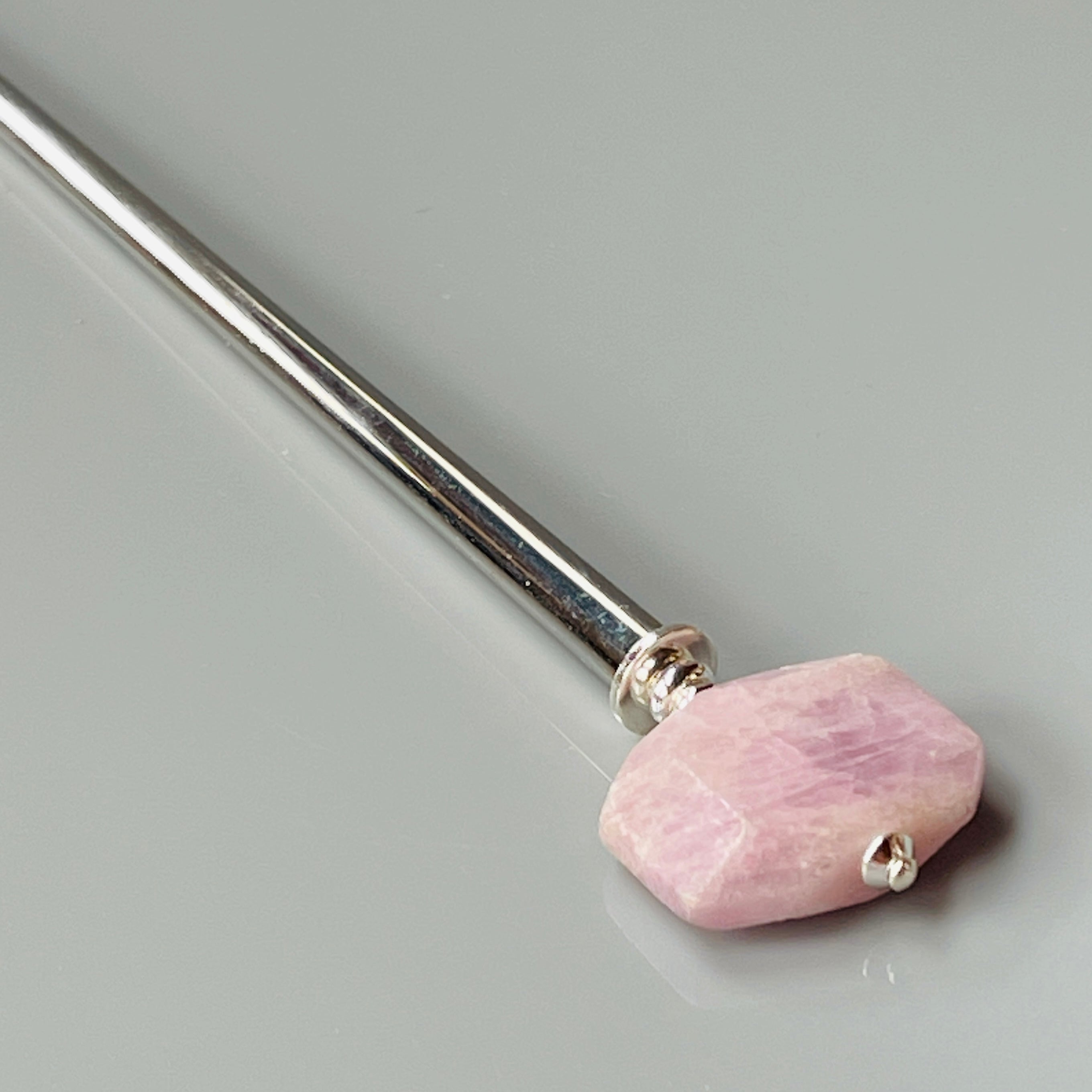 Genuine Kunzite Gemstone Hair Stick, Kunzite silver Gemstone Shawl Pin