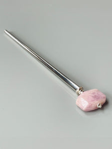 Genuine Kunzite Gemstone Hair Stick, Kunzite silver Gemstone Shawl Pin
