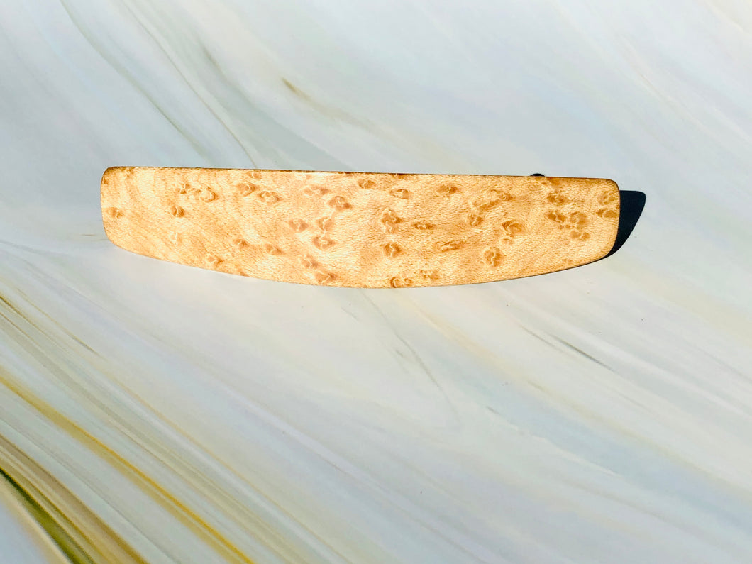 XL Birdseye Maple wood barrette, wood hair clip, thick hair barrette