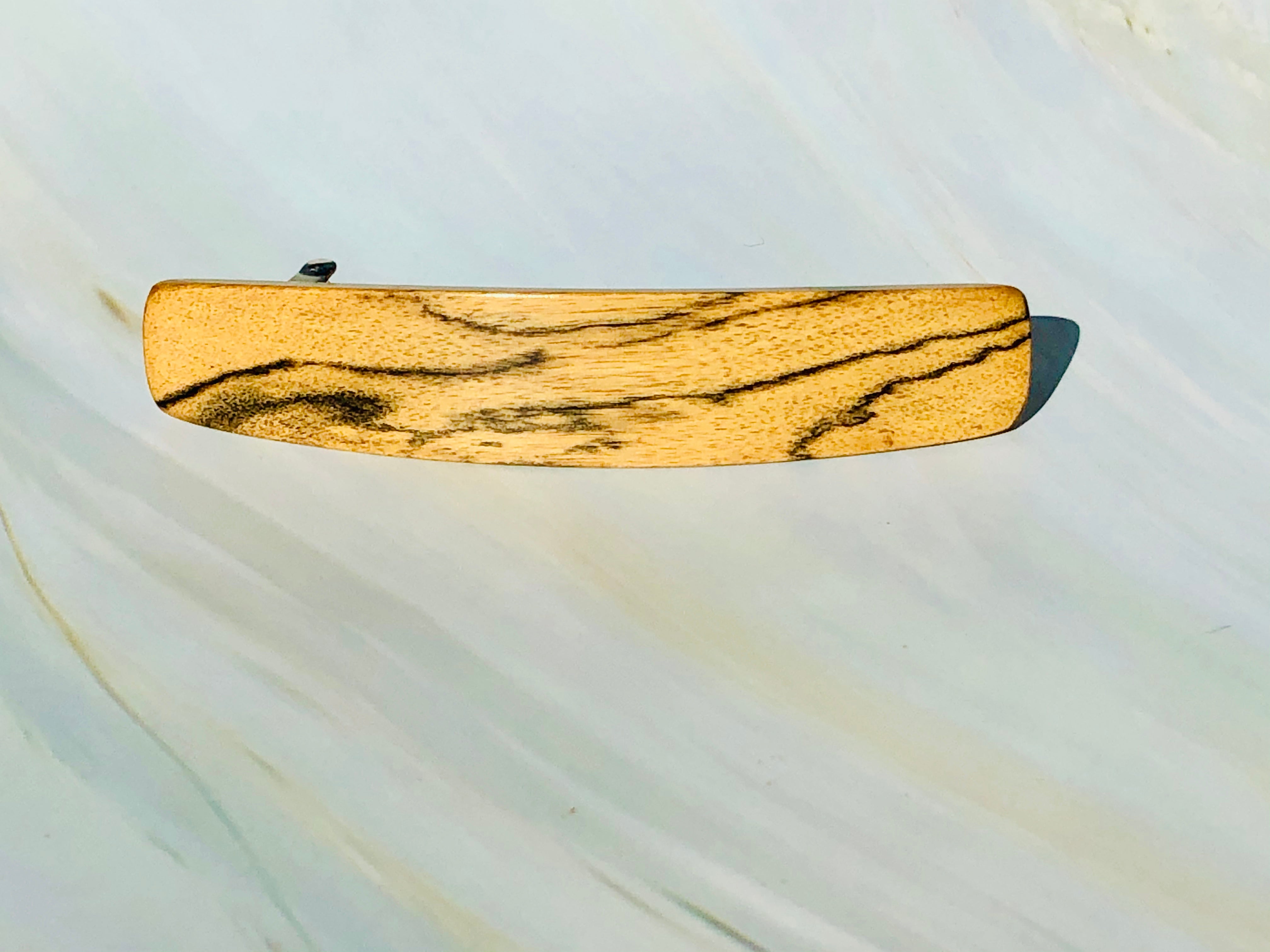 Medium Black and White Ebony Wood Hair Barrette, AAA Premium dark wood barrette,