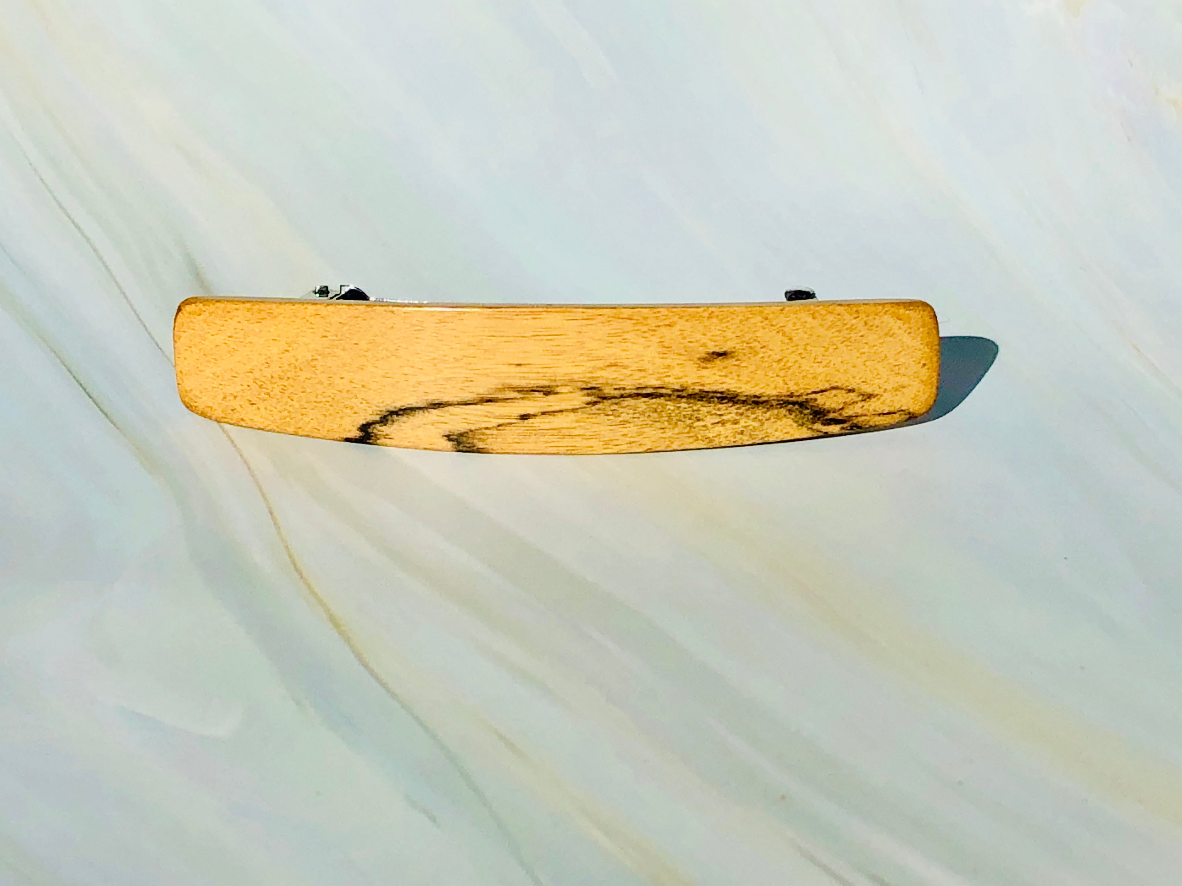 Medium Black and White Ebony Wood Hair Barrette, AAA Premium dark wood barrette,