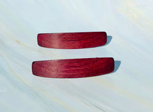 Load image into Gallery viewer, Small Purpleheart wooden barrettes, wood hair clips - small wood barrettes