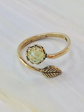 Load image into Gallery viewer, Faceted Prehnite Leaf Ring, Botanical jewelry collection
