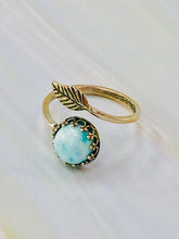 Load image into Gallery viewer, Larimar Leaf Ring, Larimar Ring Botanical jewelry collection