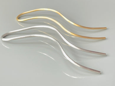 Waves Silver Hair Pin, Gold hair pin, Minimalist, modern metal hair pins