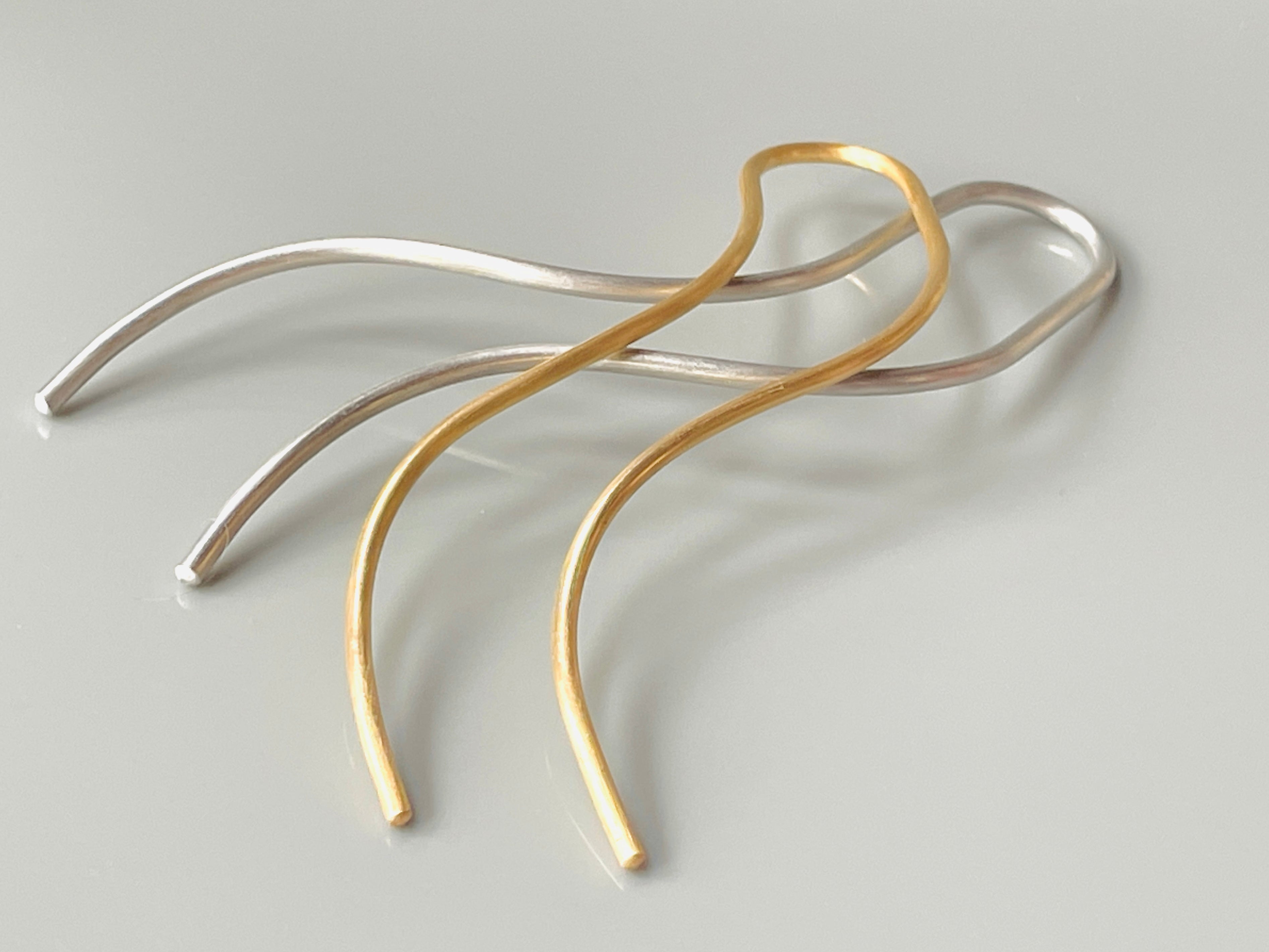 Waves Silver Hair Pin, Gold hair pin, Minimalist, modern metal hair pins