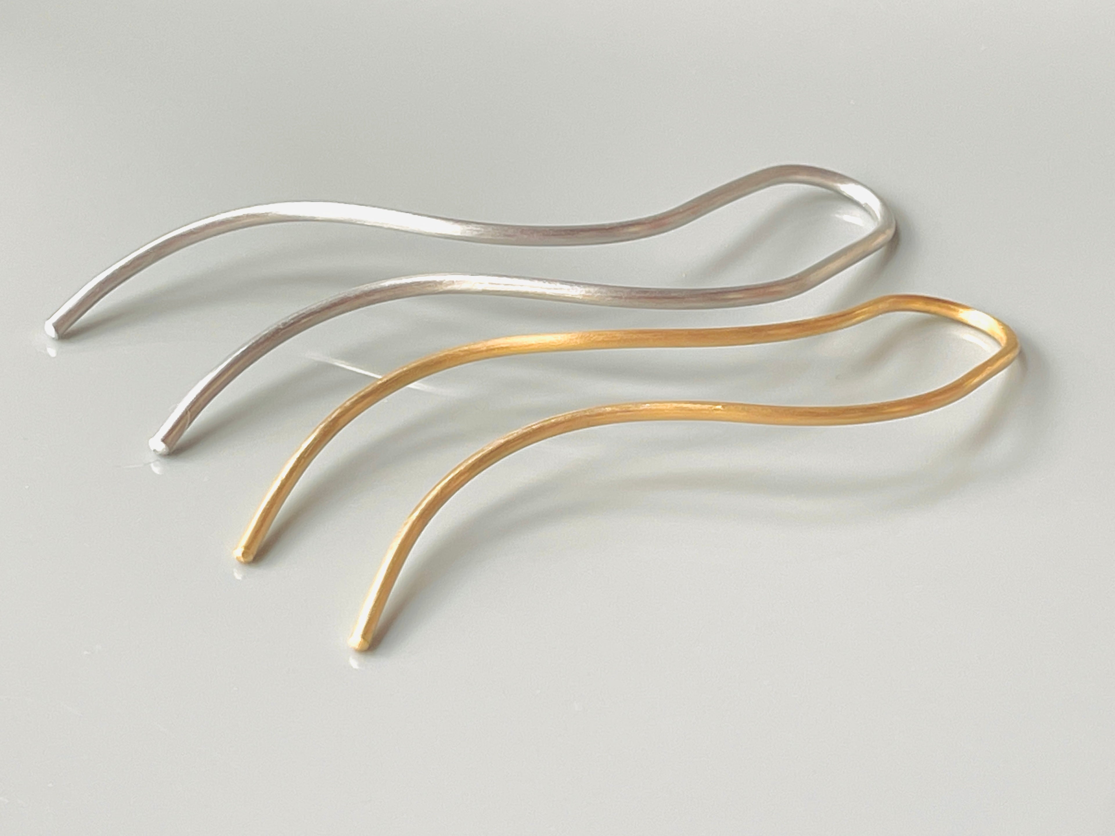 Waves Silver Hair Pin, Gold hair pin, Minimalist, modern metal hair pins