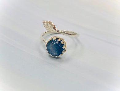 Kyanite Leaf Ring, Kyanite Ring Botanical jewelry collection