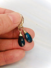 Load image into Gallery viewer, Dark Blue Flash Faceted Labradorite Leverback Earrings