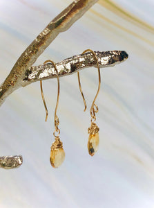 14k Faceted Citrine earrings handmade gold Citrine earrings