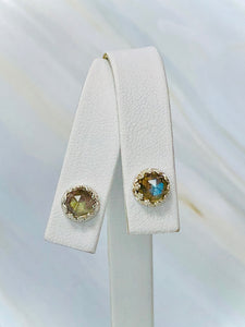 Faceted Labradorite Stud Earrings, Dainty Labradorite Post earrings, artisan jewelry
