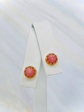Load image into Gallery viewer, Pink Opal Stud Earrings, Dainty Pink Opal 22k Gold Post earrings, artisan jewelry