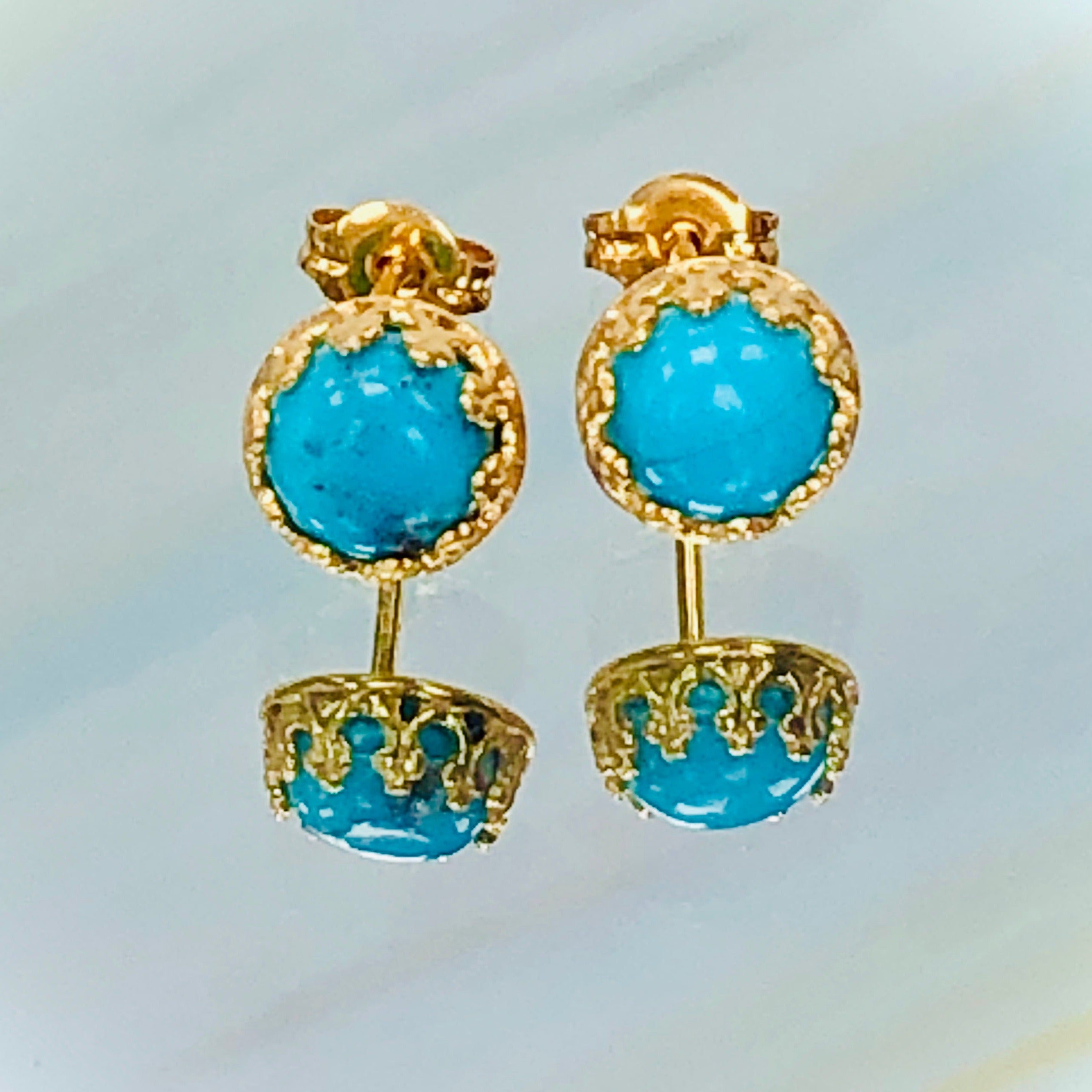 Gold turquoise deals stud earrings