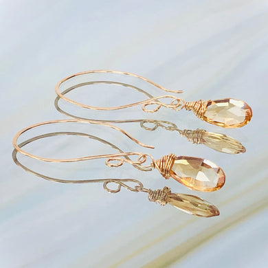 14k Citrine earrings handmade gold Citrine earrings