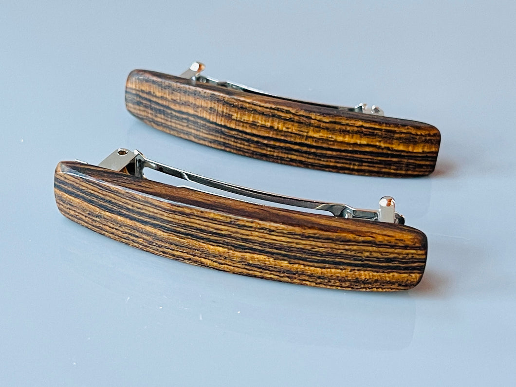 Small Bocote wooden barrettes hair clips for fine hair