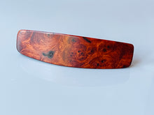 Load image into Gallery viewer, Medium Amboyna Burl Wood Hair Barrette, AAA Top Shelf Luxury red wood barrette, wooden barrette