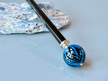 Load image into Gallery viewer, Blue Tiger Art Glass hair stick, hand made elegant hair pin shawl pin