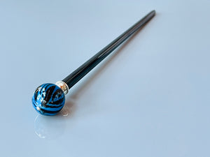 Blue Tiger Art Glass hair stick, hand made elegant hair pin shawl pin