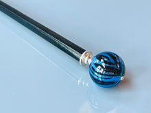 Load image into Gallery viewer, Blue Tiger Art Glass hair stick, hand made elegant hair pin shawl pin