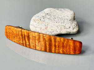 Large Curly Koa wood barrette, 5th Anniversary Gift Hawaiian AAA Luxury wood