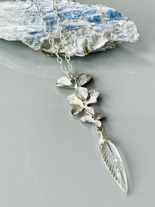 Elegant Silver Marquis Quartz Orchid necklace