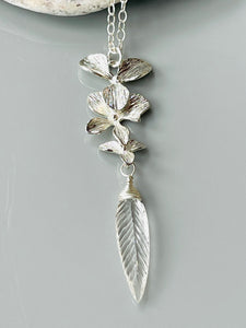 Elegant Silver Marquis Quartz Orchid necklace