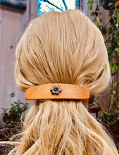 Load image into Gallery viewer, XL Satinwood Sterling Silver Flower barrette, Barrette for Thick Hair Silver Hair clip