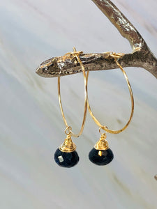 14k gold genuine Sapphire earrings handmade Sapphire gold hoop earrings14k gold genuine Sapphire earrings handmade Sapphire gold hoop earrings