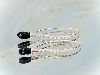 Labradorite and White Topaz earrings handmade Labradorite earrings