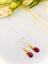 Load image into Gallery viewer, Silver and Gold Faceted Garnet earrings, Mixed metal Garnet Earrings