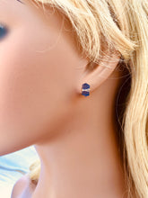 Load image into Gallery viewer, Amethyst Stud Earrings, Dainty Amethyst Post earrings, artisan amethyst earrings