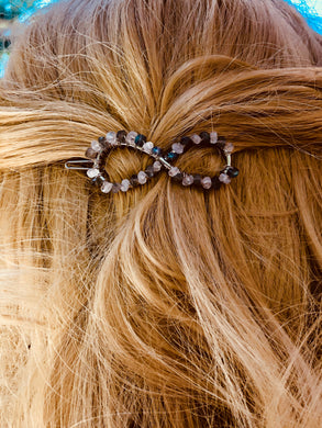 Gemstone Barrette Labradorite and Moonstone Hair Clip, Luxury Barrette, Gemstone Hair Jewelry