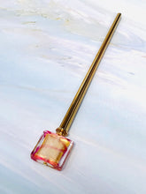 Load image into Gallery viewer, Rose Pink Venetian 24k gold Art glass hair stick, hand made hair stick, shawl pin, sweater pin,