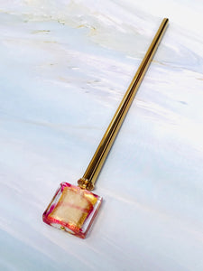 Rose Pink Venetian 24k gold Art glass hair stick, hand made hair stick, shawl pin, sweater pin,