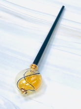 Load image into Gallery viewer, Golden Embers Blown Glass hair stick, hand made hair stick, shawl pin