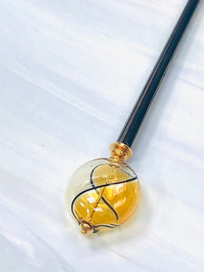 Golden Embers Blown Glass hair stick, hand made hair stick, shawl pin