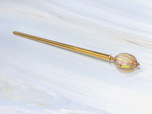 Load image into Gallery viewer, Pink and Green Blown Glass hair stick, hand made hair stick, shawl pin, sweater pin