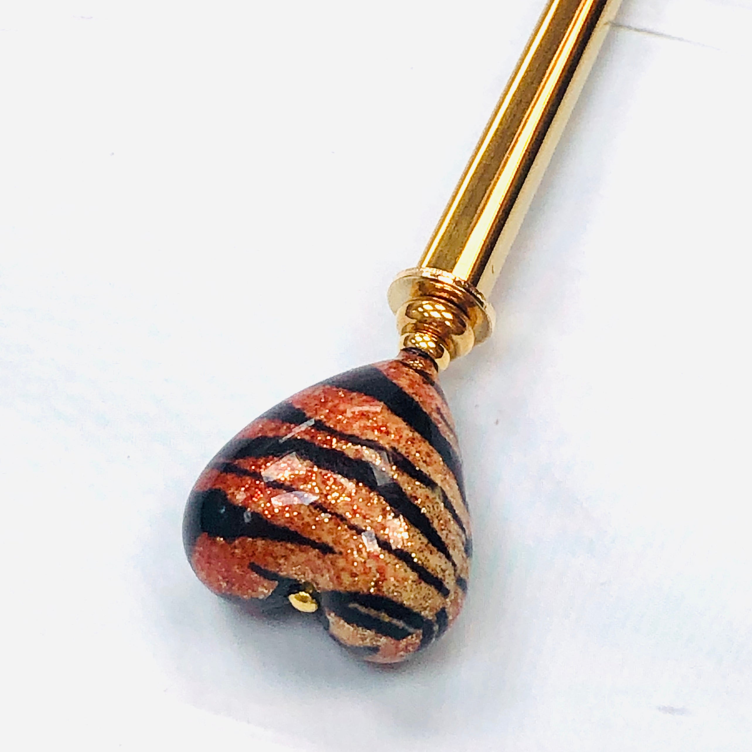 Askin' for a Baskin Tiger Heart Art Glass hair stick, unique hair stick