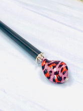 Load image into Gallery viewer, Sparkle Pink Leopard Art Glass hair stick, unique hair stick